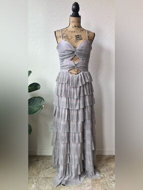 NWT Gianni Bini Metallic Tiered Grace Pulse Rainbow A Line Dress Size 10